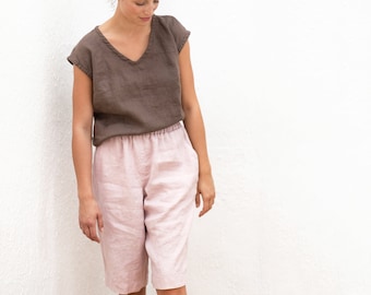 Linen shorts / Washed linen shorts / Linen shorts women / Linen pants