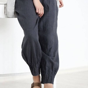 LINEN pants, Loose linen pants, Washed linen trousers, Casual loose linen pants