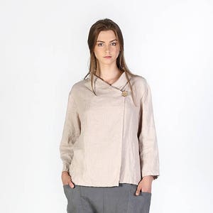 Linen jacket / Washed oversized linen top / Linen cardigan / Soft linen jacket image 5