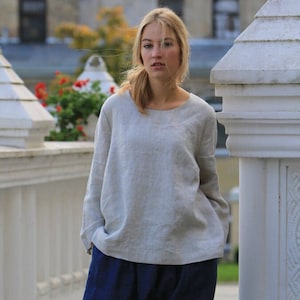 Linen blouse, Loose linen blouse, Linen shirt, Natural linen top