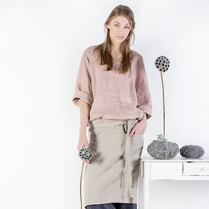 Linen apron / Linen aprons / Linen half apron / Natural linen apron / Linen waist apron / Chef apron