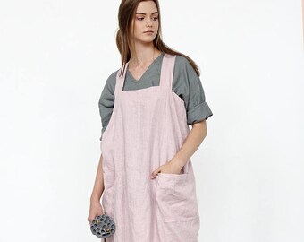 Tablier pinafore en lin Sophia / Tablier en lin / Robe pinafore en lin