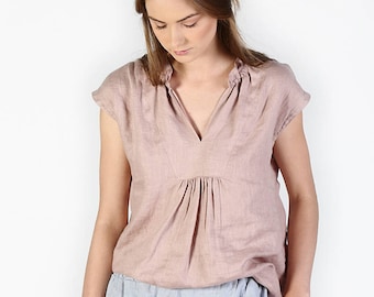 Linen blouse IRIS / Linen top / Natural linen blouse / Linen shirt