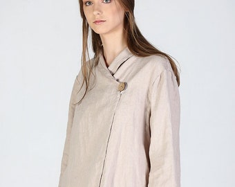 Linen Jacket Hazel, Linen jacket, Linen blouse with button