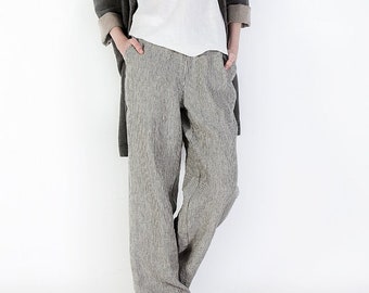 Linen Pants  / Wide leg linen pants with pockets / Linen trousers Aubrey