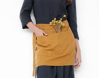 Linen Apron, Half Apron, Cafe Apron, Linen