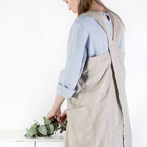 Linen apron Sophia / Cross-Back Linen Apron Sophia / Linen pinafore dress
