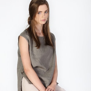 Linen blouse JONNA, 100% washed linen top, linen summer shirt, linen summer tunic, linen shirt, linen top zdjęcie 1