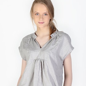 Linen blouse IRIS - V neck linen top - Washed linen top - Linen top - Linen shirt