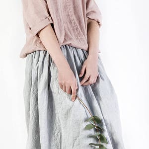 Linen skirt / Midi linen skirt / Ruffle linen skirt with pockets / Womens skirts / Knee length linen skirt image 4