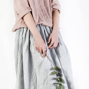 Washed Linen Skirt / Linen skirt / Soft linen skirt / Basic linen skirt / Loose Linen Skirt / Midi Skirt