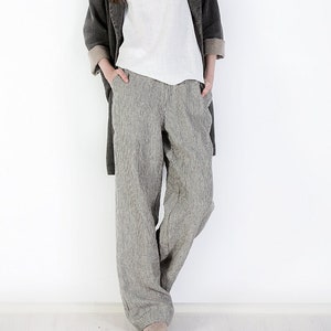 Linen Pants  / Wide leg linen pants with pockets / Linen trousers Aubrey