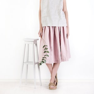 Linen Skirt, Claf length linen skirt Adria