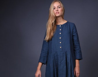 Loose linen dress / Linen dress / Linen dresses / Boho linen dress / Washed linen dress