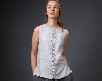 Linen blouse / Womens blouse / Natural linen sleeveless blouse / Linen shirt / Linen top / plus size blouse