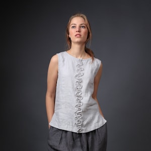 Linen blouse / Womens blouse / Natural linen sleeveless blouse / Linen shirt / Linen top / plus size blouse image 1