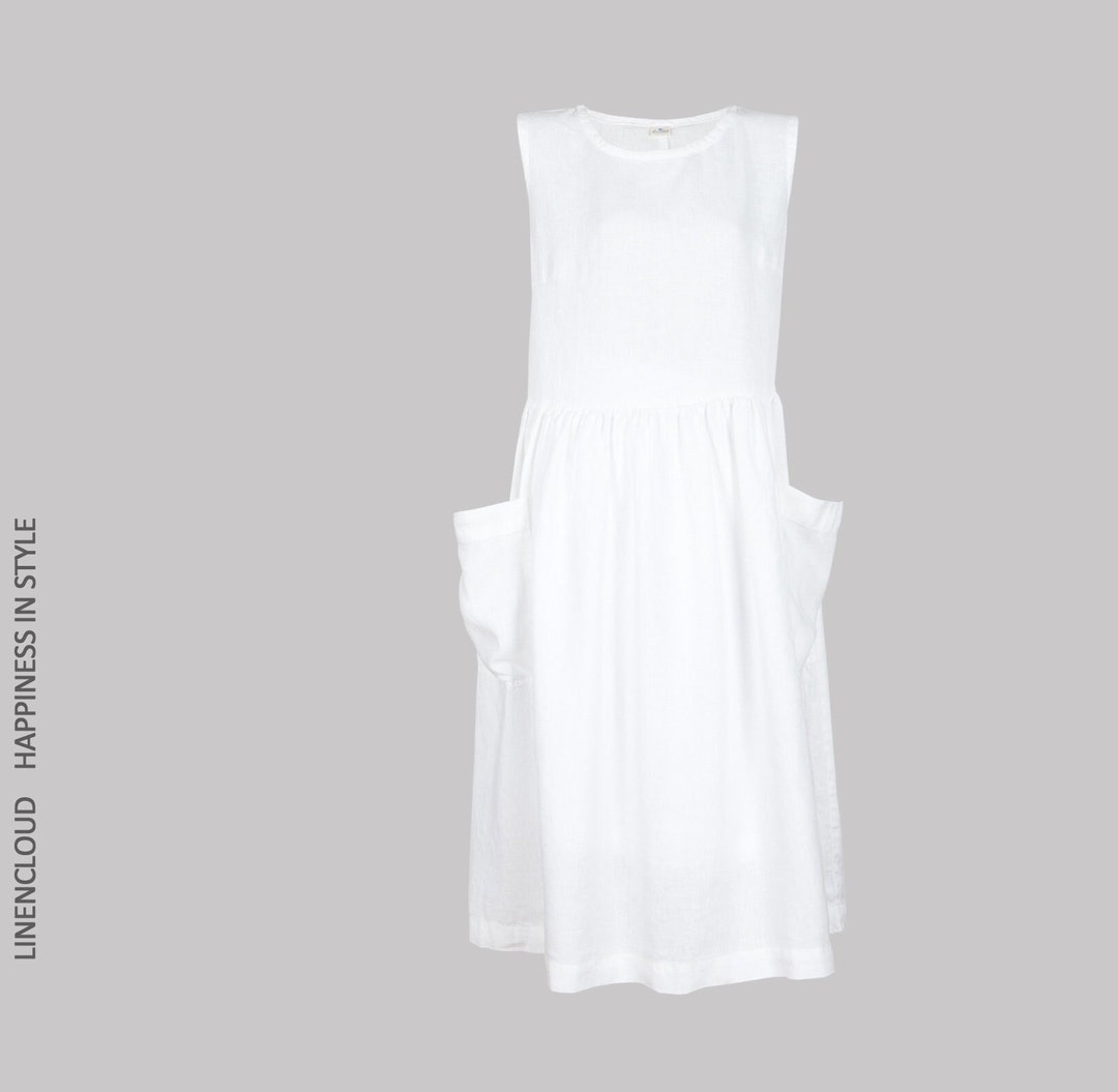 Cotton Linen Cardigan Pocket Dress