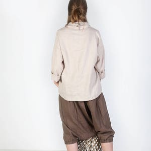 Women's high neck top/ Washed and soft linen top/ Natural linen blouse/ Loose linen blouse image 4