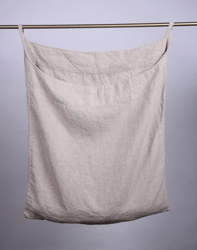 Linen laundry bag / Linen bag / Hanging laundry bag / Wall laundry bag / Laundry Hamper Bag image 1