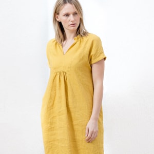 Handcrafted Linen Dress, European Oeko-Tex V-Neck Summer Dress