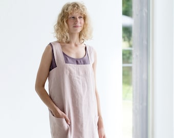 Linen pinafore apron Sophia / Linen pinafore dress / Linen apron