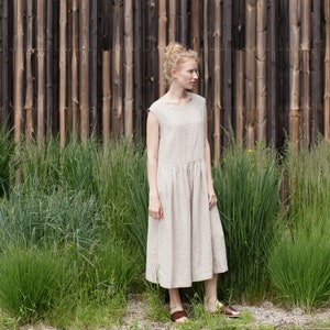 Linen dress / Smock style linen dress/ Linen tunic / Sleeveless linen dress