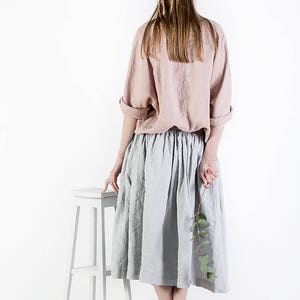 Linen skirt / Midi linen skirt / Ruffle linen skirt with pockets / Womens skirts / Knee length linen skirt image 6