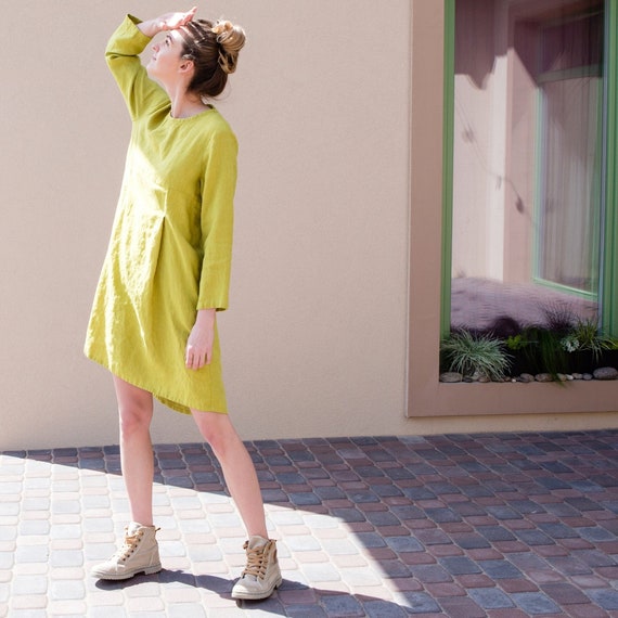 Sustainable Linen Dress for Women/Linen Dress with Pockets/Linen Dress