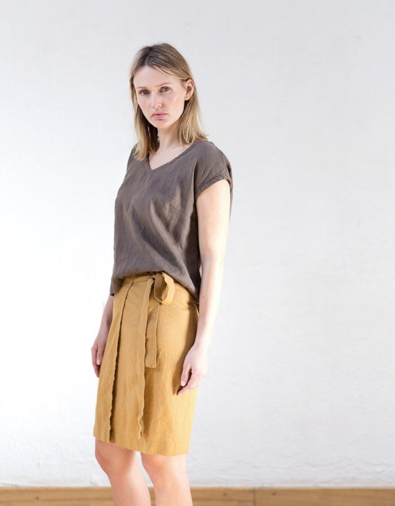Wrap Linen Skirt Summer Linen Skirt Wrap Linen Skirt With Belt Etsy Canada