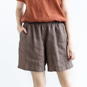 Linen shorts / High waist linen shorts / Loose linen shorts / available in 38 colors
