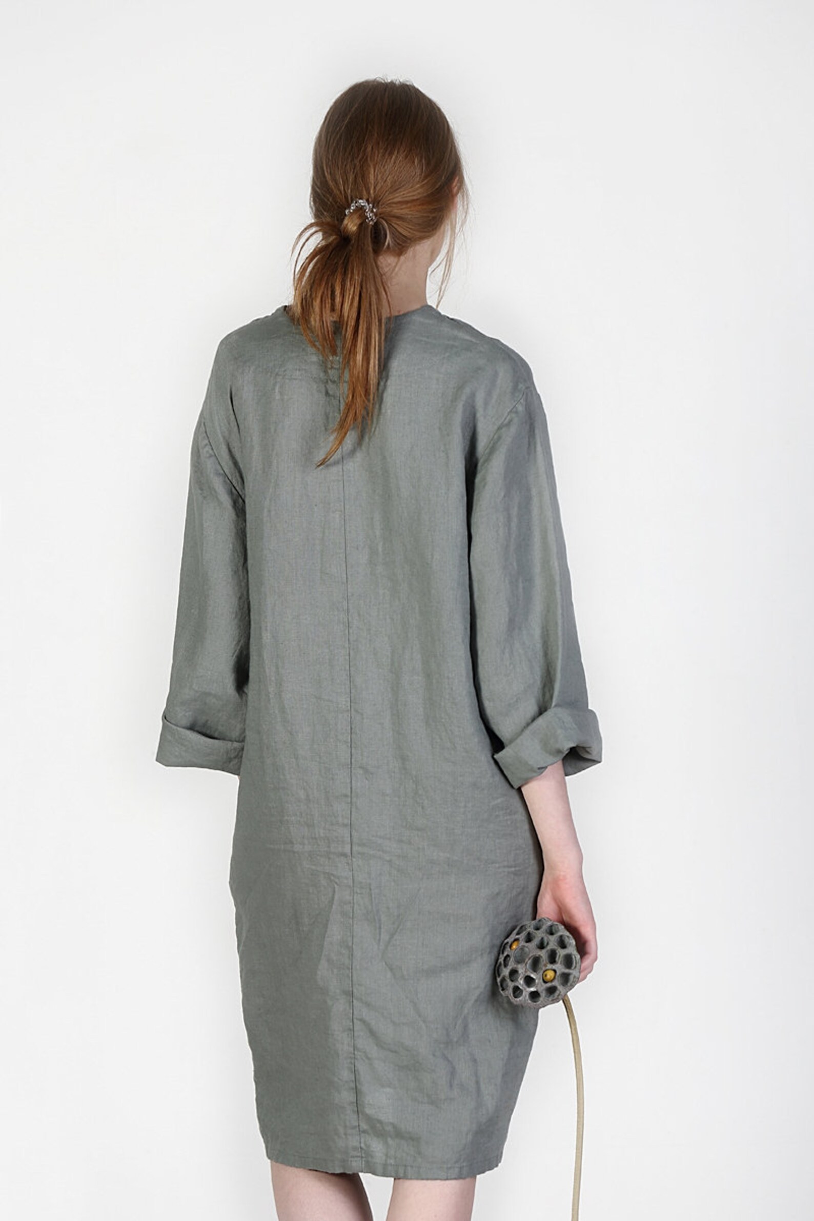 Loose Fitted Linen Dress Linen Dress V Neck Linen Dress Etsy