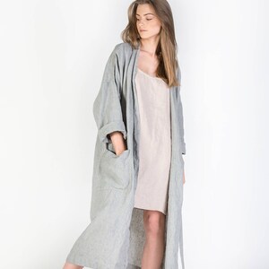 Linen Robe, Vintage Style Natural Linen Robe, Women's Linen Bathrobe ...