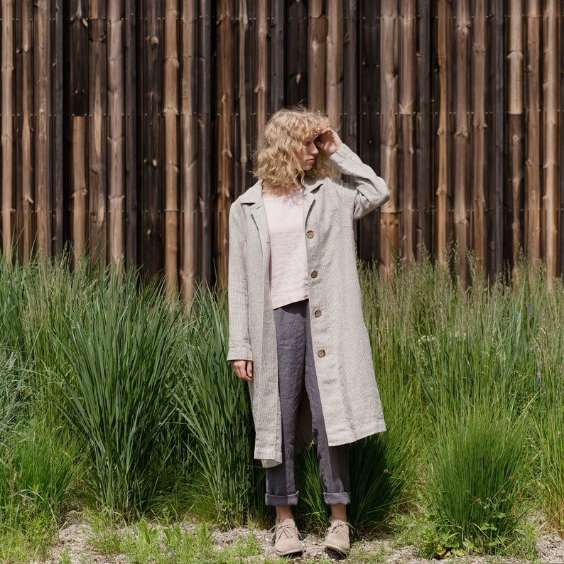 Linen coat jacket / Fitted linen jacket / Linen cardigan image 3