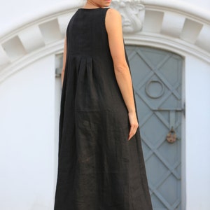 Linen dress, Washed linen dress, Long and comfortable linen dress with side pockets image 3