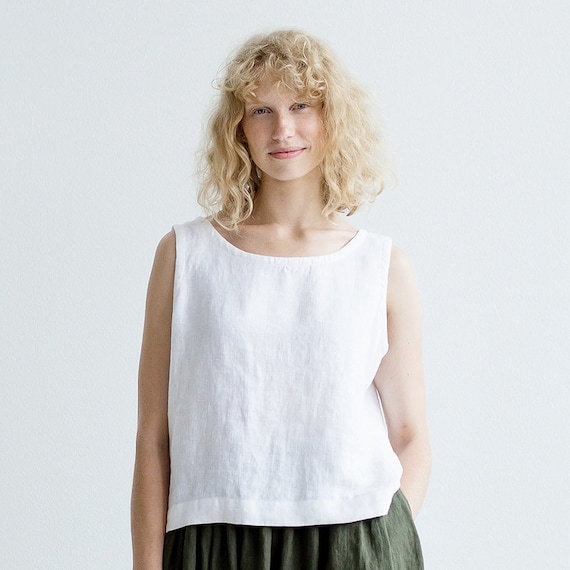 Sleeveless Linen Blouse. Linen Top. Women's Shirt. Basic - Etsy