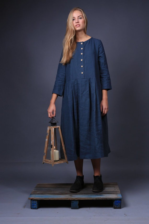 Loose Linen Dress / Linen Dress / Linen Dresses / Boho Linen Dress / Washed Linen Dress