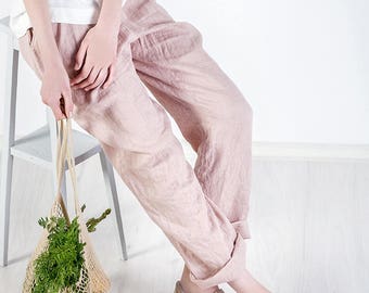 Pantalon en lin Aubrey / Pantalon en lin ample / Pantalon en lin