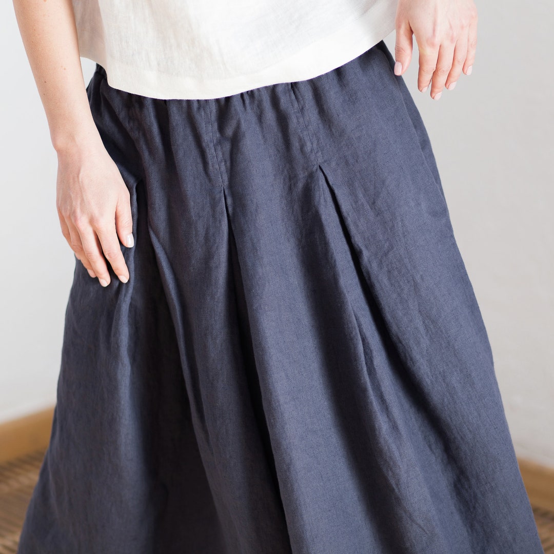 Maxi Linen Skirt / Maxi Length Linen Skirt / Plated Linen - Etsy