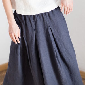 Maxi linen skirt, Plated linen skirt, Linen skirt, Long linen skirt, Skirt with pockets
