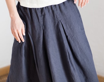 Maxi linen skirt, Plated linen skirt, Linen skirt, Long linen skirt, Skirt with pockets