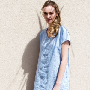 Cap sleeve linen dress / Linen dress / Summer linen dress