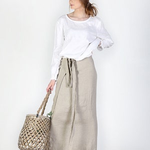 Long linen wrap skirt / Wrap skirt / Long linen skirt / Wrap linen skirt / Linen maxi skirt zdjęcie 4