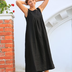 Linen dress, Washed linen dress, Long and comfortable linen dress with side pockets image 2