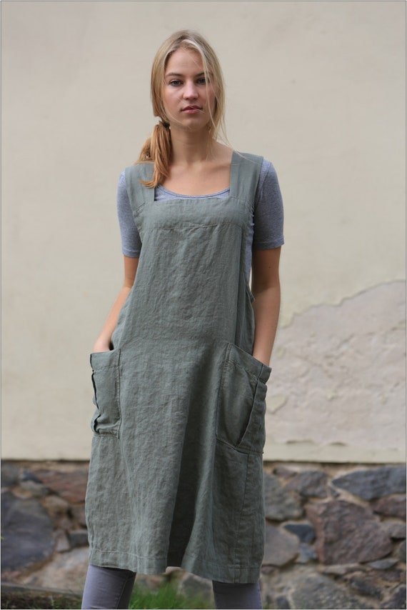 Pinafore dress / Linen apron / Original linen pinafore / | Etsy
