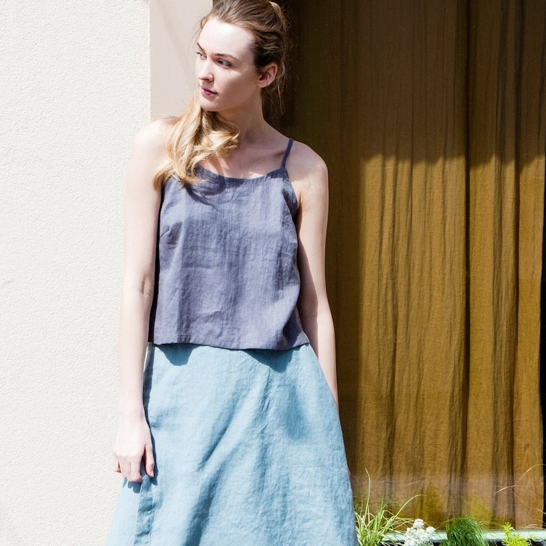 Linen Tank Top / Sleeveless Blouse / Linen Crop Top / Linen Top image 2