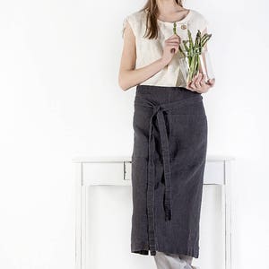 Lange Leinenschürze, Leinenschürze, Halbschürze, Natürliche Flachsschürze, Kochschürze, Werkstattschürze, Kreuzschürze, Waschschürze mit Taschen