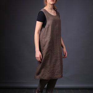 Linen work dress, Work apron dress, Natural linen dress, Linen dress, Oversized dress image 2