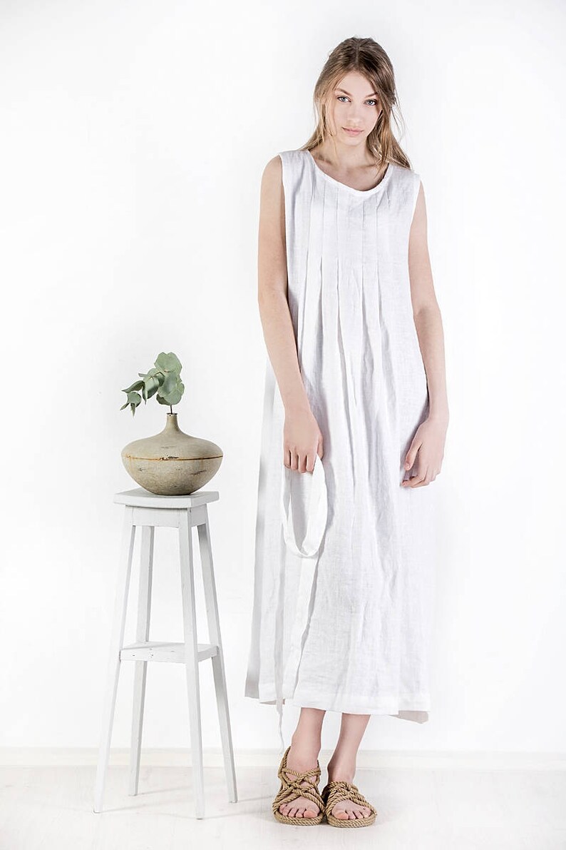 Long linen dress / Maxi white linen dress / Linen dress / Loose summer dress / Linen clothing image 1