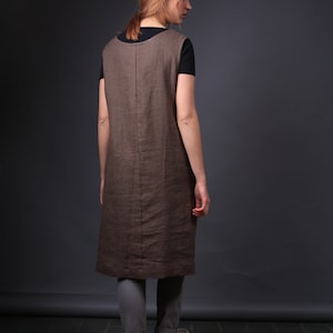 Linen work dress, Work apron dress, Natural linen dress, Linen dress, Oversized dress image 4