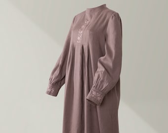 Linen Funeral Dress for the Deceased, Embroidery Funeral Linen Dress, Burial Linen Dress, Linen burial gown, Linen dress